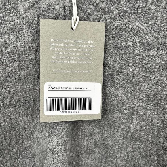 Everlane The Teddy V Neck Wool Blend Boucle in Heather Gray‎ NWT Size XXS - Picture 7 of 12